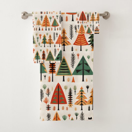スカンジナビアフォークアートクリスマスパターン バスタオルセット (インサイチュ)