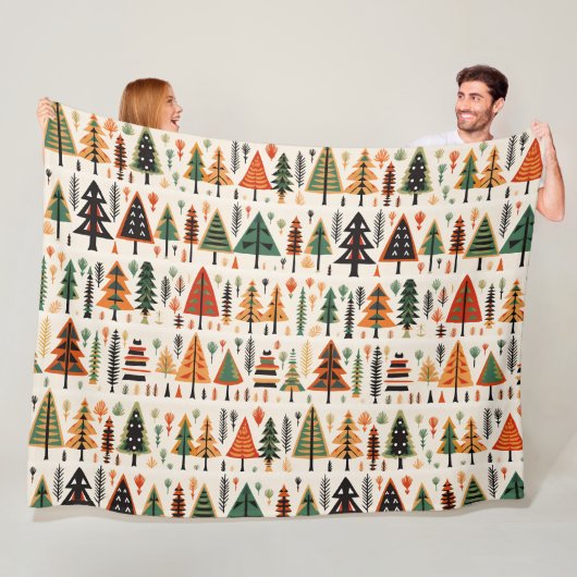 スカンジナビアフォークアートクリスマスパターン フリースブランケット (インサイチュ)