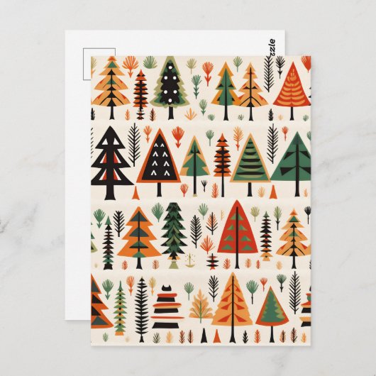 スカンジナビアフォークアートクリスマスパターン ポストカード (正面/裏面)