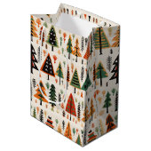 スカンジナビアフォークアートクリスマスパターン ミディアムペーパーバッグ (正面アングル)