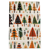 スカンジナビアフォークアートクリスマスパターン ミディアムペーパーバッグ (正面)