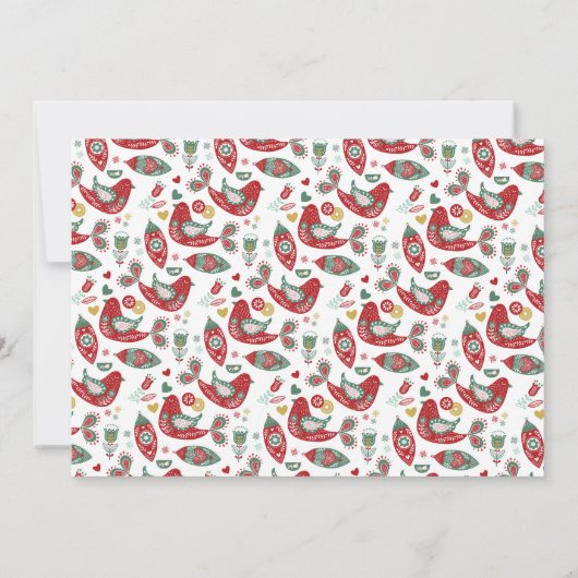 スカンジナビアフォークアートクリスマスホリデーフォトカード 招待状 (裏面)