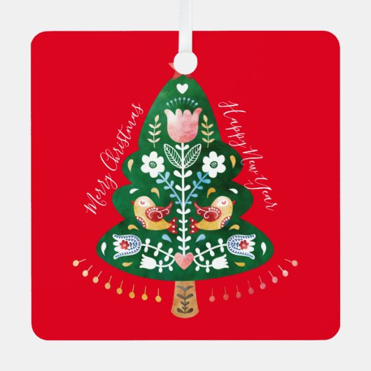 スカンジナビアフォークアートクリスマスメタルオーナメント メタルオーナメント (正面)