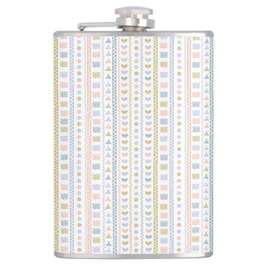スカンジナビアフォークアートサン&ウェーブパターンフラスコ フラスク (正面)