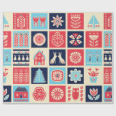 スカンジナビアフォークアートシームレスなヴィンテージパターン ラッピングペーパー (フラット)