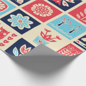 スカンジナビアフォークアートシームレスなヴィンテージパターン ラッピングペーパー (角)