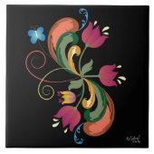 スカンジナビアフォークアートスタイル装飾タイル タイル (正面)