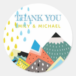 スカンジナビアフォークアートステッカー – ベビーシャワーを気に入る ラウンドシール