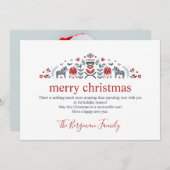 スカンジナビアフォークアートダラホースフォトクリスマス シーズンカード (正面/裏面)