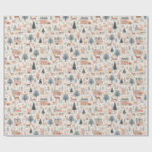 スカンジナビアフォークアートデアーズパインツリーズ ラッピングペーパー (フラット)