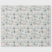 スカンジナビアフォークアートデアーズパインツリーズ ラッピングペーパー (フラット)