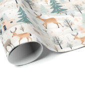 スカンジナビアフォークアートデアーズパインツリーズ ラッピングペーパー (ロールコーナー)
