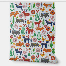 スカンジナビアフォークアートノルディックボホパタモダンーン 壁紙