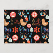 スカンジナビアフォークアートノルディックミニマリストクリスマス ポストカード (正面)