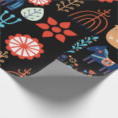 スカンジナビアフォークアートノルディックミニマリストクリスマス ラッピングペーパー (角)