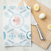 スカンジナビアフォークアートハイゲクリスマスコージーティーポット キッチンタオル (四つ折り)