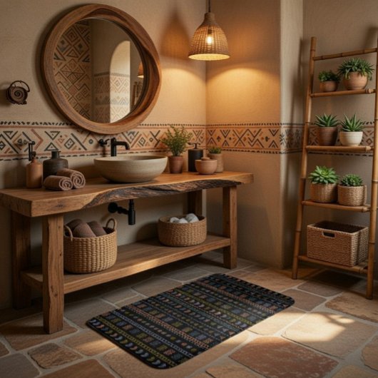 スカンジナビアフォークアートバスマット バスマット