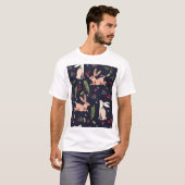 スカンジナビアフォークアートバニープリント Tシャツ (正面フル)