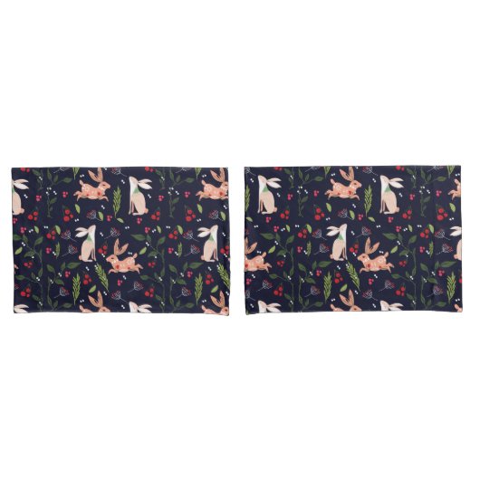 スカンジナビアフォークアートバニー 枕カバー (フロントセット)