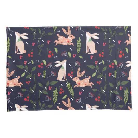 スカンジナビアフォークアートバニー 枕カバー (正面右)