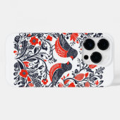 スカンジナビアフォークアートバーズリノカットデザイン Case-Mate iPhoneケース (裏面 (横))