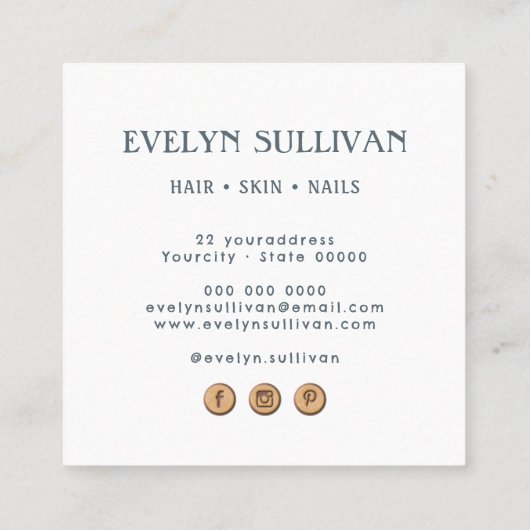 スカンジナビアフォークアートフラワースクエアビジネスカード スクエア名刺 (裏面)