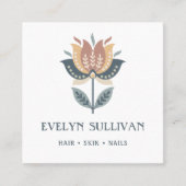 スカンジナビアフォークアートフラワースクエアビジネスカード スクエア名刺 (正面)