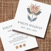 スカンジナビアフォークアートフラワースクエアビジネスカード スクエア名刺