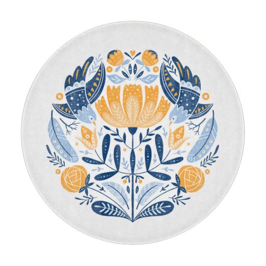 スカンジナビアフォークアートフローラオーナメント カッティングボード (正面)