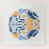 スカンジナビアフォークアートフローラオーナメント ジグソーパズル (横)