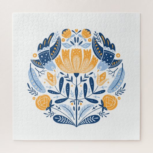 スカンジナビアフォークアートフローラオーナメント ジグソーパズル (縦)