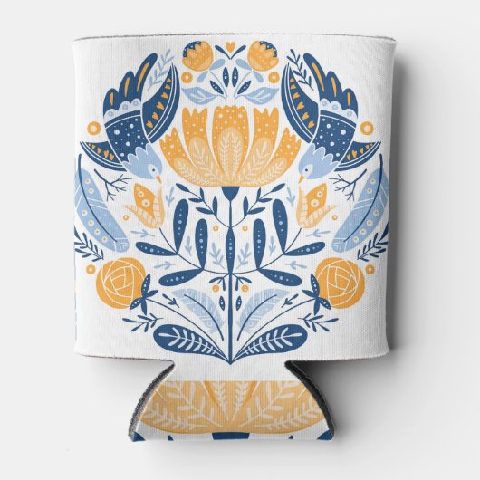 スカンジナビアフォークアートフローラオーナメント 缶クーラー (正面)