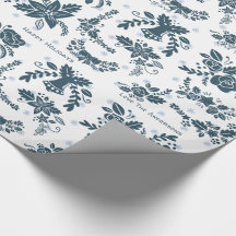 スカンジナビアフォークアートフローラブルーホワイト