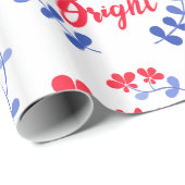 スカンジナビアフォークアートブルーと赤い花 ラッピングペーパー (ロールコーナー)