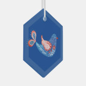 スカンジナビアフォークアートブルーバードガラスオーナメント ガラスオーナメント (正面右)