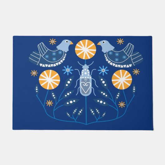 スカンジナビアフォークアートプリント | Nordic Decor Mug Th ドアマット (正面)