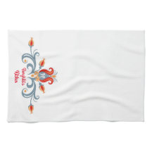 スカンジナビアフォークアートベルコメンキッチンタオル