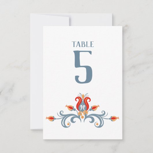 スカンジナビアフォークアートベルコメンテーブル番号3.5x5 招待状 (正面)