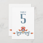 スカンジナビアフォークアートベルコメンテーブル番号3.5x5 招待状 (正面/裏面)