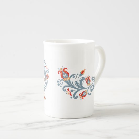 スカンジナビアフォークアートベルコメンマグ ボーンチャイナマグカップ (正面右)