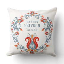 スカンジナビアフォークアートベルコンメンピロー