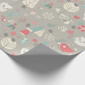 スカンジナビアフォークアートホワイトキツネクリスマス ラッピングペーパー (角)