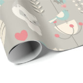 スカンジナビアフォークアートホワイトキツネクリスマス ラッピングペーパー (ロールコーナー)