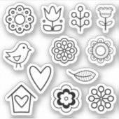 スカンジナビアフォークアートミニマルイラストレーション シール (正面)