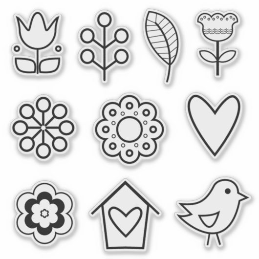 スカンジナビアフォークアートミニマルイラストレーション シール (正面)