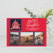 スカンジナビアフォークアートメリークリスマスツリー3写真 シーズンカード (スタンド正面)