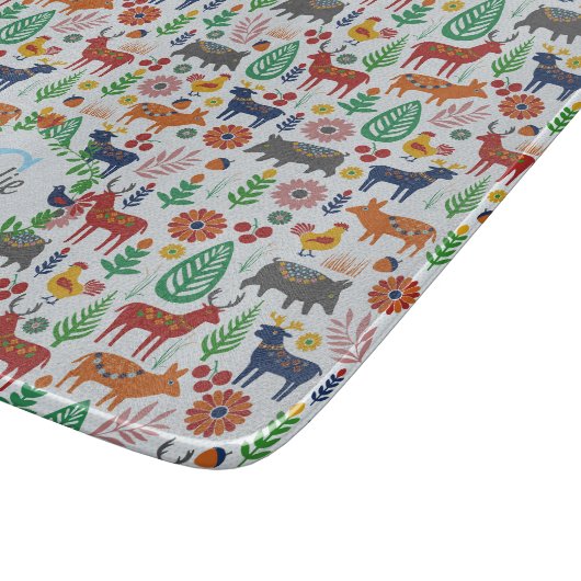 スカンジナビアフォークアートモノグラムパターンボーモダンホ カッティングボード (角)