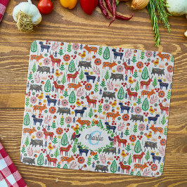 スカンジナビアフォークアートモノグラムパターンボーモダンホ カッティングボード