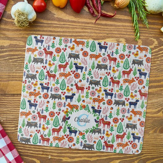 スカンジナビアフォークアートモノグラムパターンボーモダンホ カッティングボード