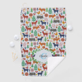 スカンジナビアフォークアートモノグラムパターンボーモダンホ ゴルフタオル (インサイチュ)